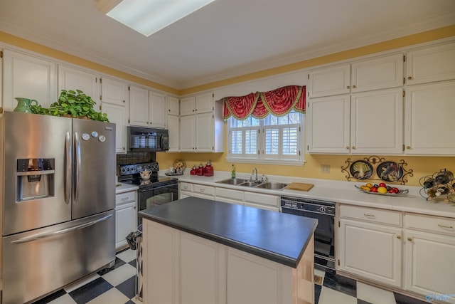 260 Bexar Ave W, Hamilton, AL 35570 - kitchen with a sink, black appliances, light floors, and white cabinets
