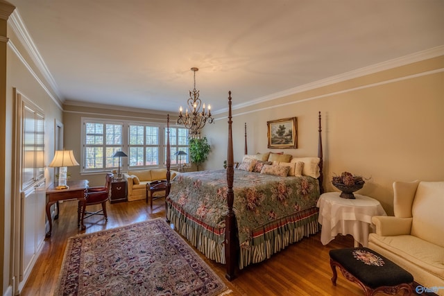 260 Bexar Ave W, Hamilton, AL 35570 - bedroom with a notable chandelier, crown molding, and wood finished floors