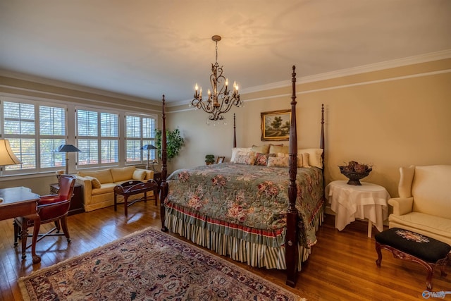 260 Bexar Ave W, Hamilton, AL 35570 - bedroom featuring an inviting chandelier, crown molding, and wood-type flooring