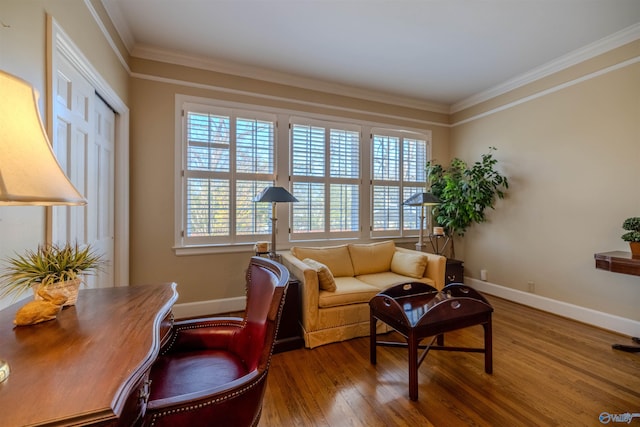 260 Bexar Ave W, Hamilton, AL 35570 - living room with ornamental molding, baseboards, and wood finished floors