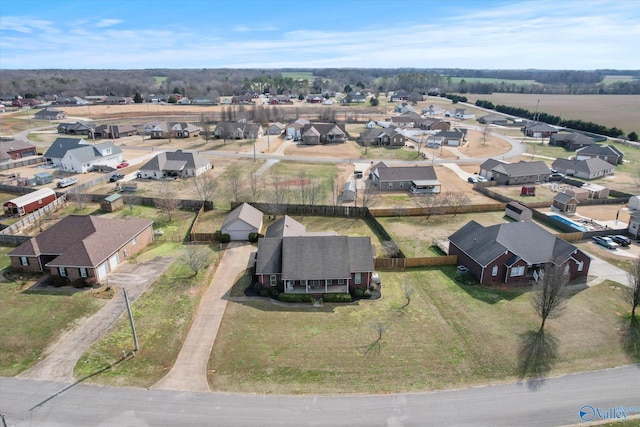 birds eye view of property with a residential view