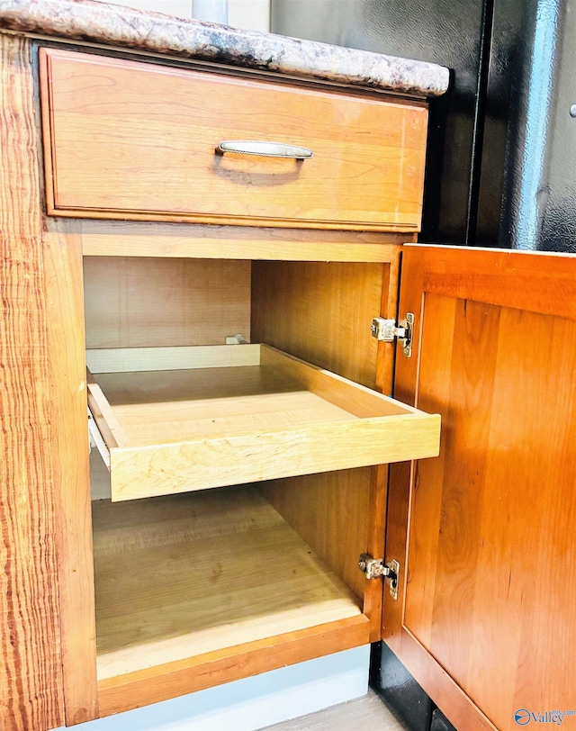 room details with brown cabinets and a sauna