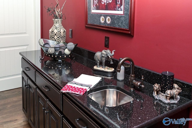 interior space featuring a sink and wood finished floors