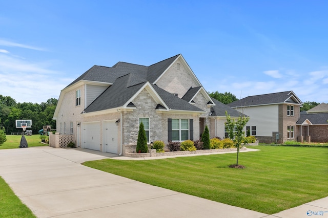 313 Merrydale Dr, Huntsville, AL 35811 - view of front of home with a front yard, driveway, a shingled roof, and brick siding