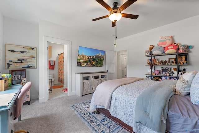 313 Merrydale Dr, Huntsville, AL 35811 - carpeted bedroom with a ceiling fan and ensuite bathroom