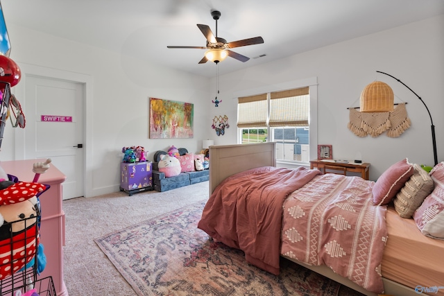 313 Merrydale Dr, Huntsville, AL 35811 - bedroom with carpet floors and a ceiling fan
