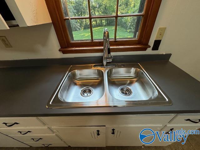 details featuring dark countertops and a sink