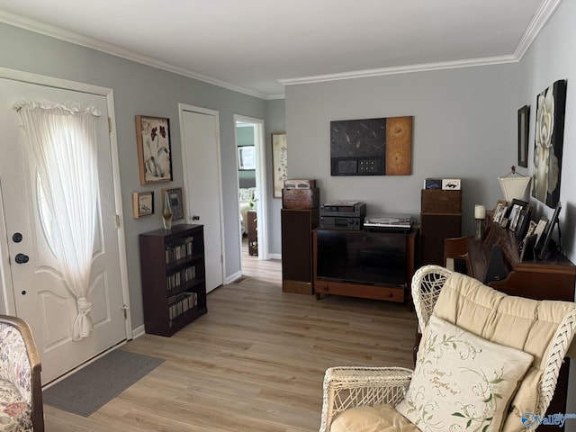 1128 Brashiers Chapel Rd, Arab, AL 35016 - living room featuring light wood finished floors and ornamental molding