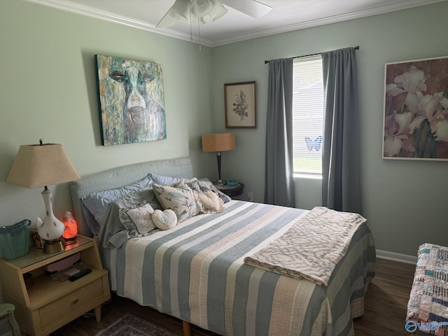 1128 Brashiers Chapel Rd, Arab, AL 35016 - bedroom with wood finished floors, crown molding, and a ceiling fan
