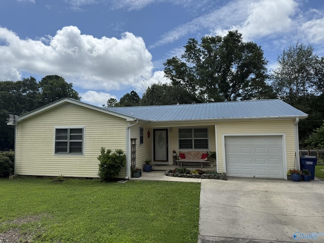 1128 Brashiers Chapel Rd, Arab, AL 35016 - ranch-style house featuring a garage, driveway, a front yard, and a porch