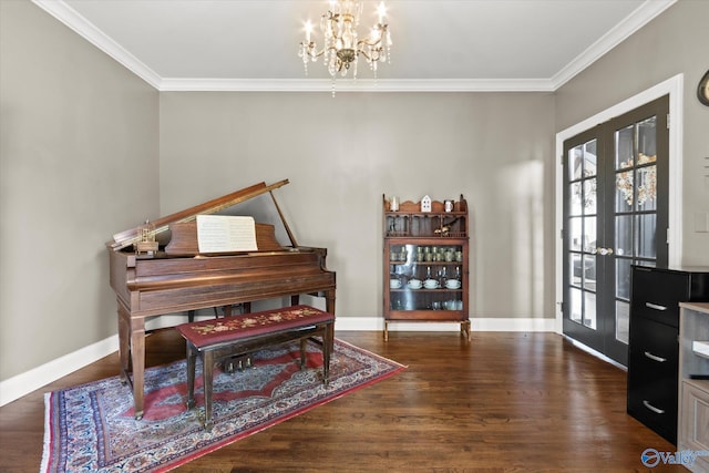 4716 Slalom Run SE, Owens Cross Roads, AL 35763 - sitting room with crown molding, baseboards, wood finished floors, and a chandelier