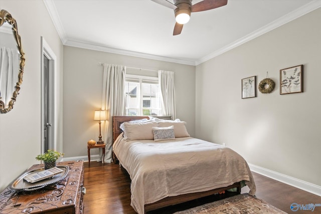 4716 Slalom Run SE, Owens Cross Roads, AL 35763 - bedroom featuring baseboards, ornamental molding, and dark wood finished floors