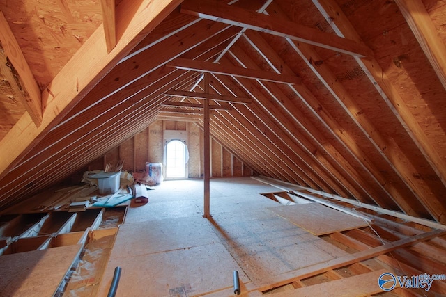 view of unfinished attic