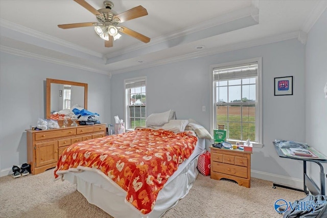 23311 Toone Rd, Elkmont, AL 35620 - bedroom featuring light carpet, a tray ceiling, and baseboards