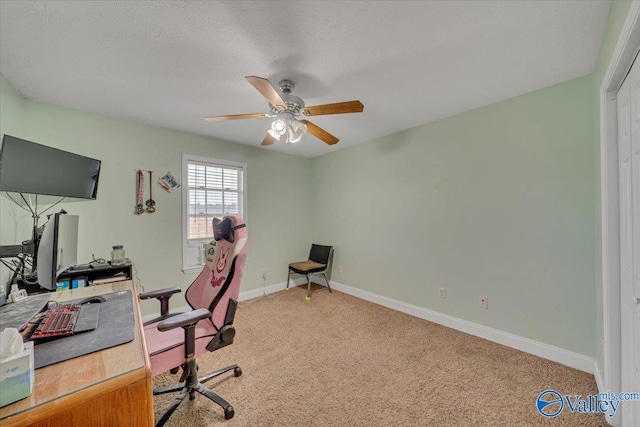 23311 Toone Rd, Elkmont, AL 35620 - carpeted home office featuring baseboards and ceiling fan