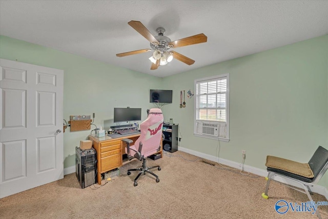23311 Toone Rd, Elkmont, AL 35620 - home office with baseboards, carpet floors, ceiling fan, and cooling unit