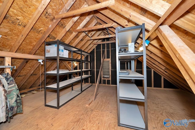 view of unfinished attic