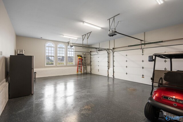 garage with a garage door opener
