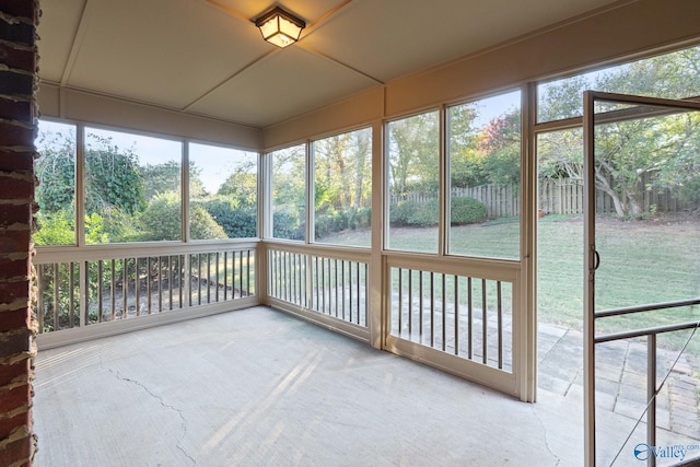 view of unfurnished sunroom