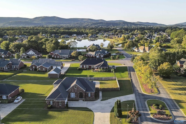 drone / aerial view with a mountain view