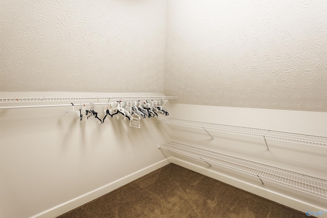 spacious closet with carpet and lofted ceiling