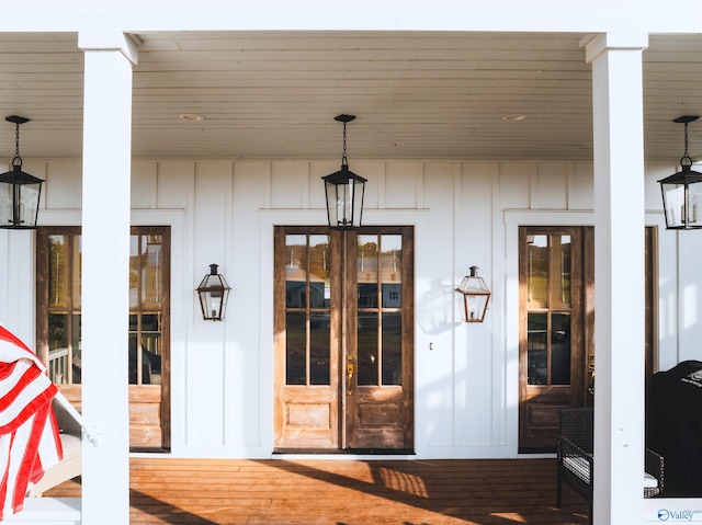 property entrance with french doors