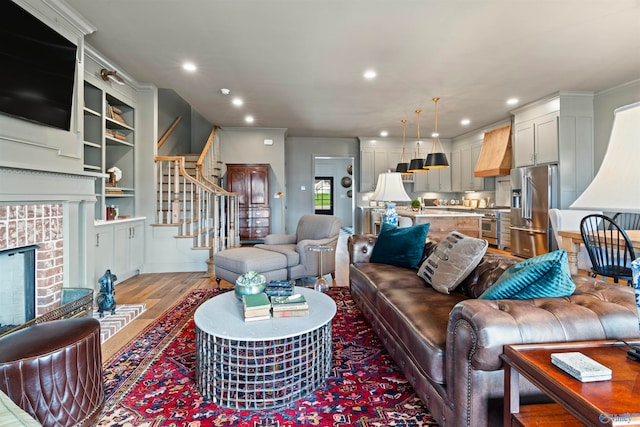 living room with wood-type flooring