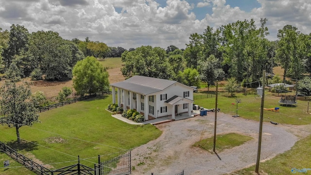 aerial view featuring a rural view