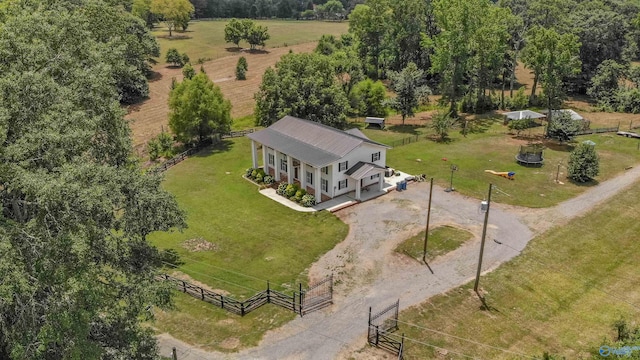 aerial view with a rural view