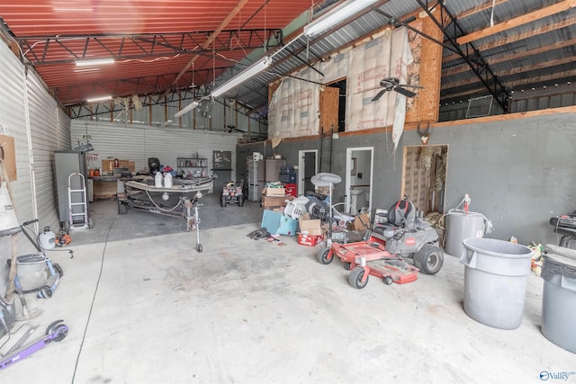 garage featuring metal wall