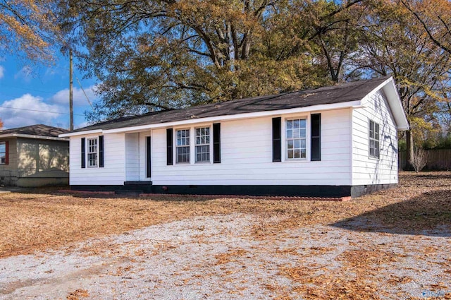 view of single story home