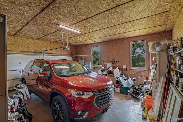 garage with a garage door opener