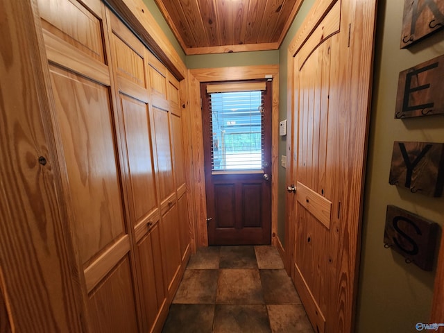 entryway featuring wooden ceiling