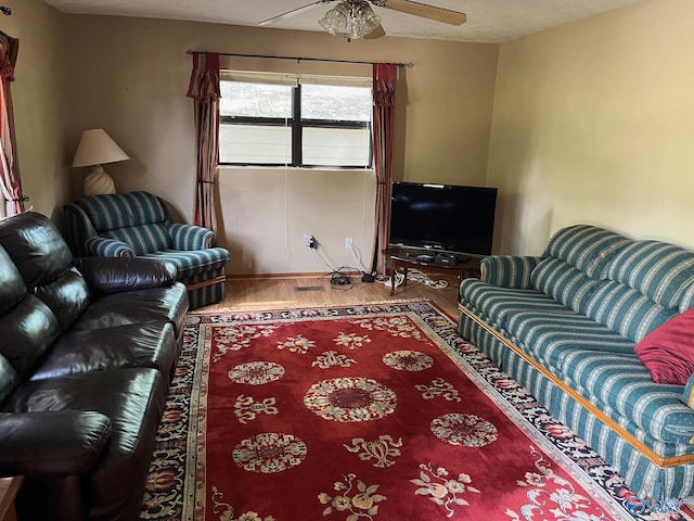 136 Atnip Dr, Scottsboro, AL 35769 - living area featuring ceiling fan and wood finished floors