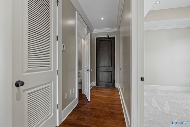 301 NE Holmes Ave Unit 404, Huntsville, AL 35801 - corridor with crown molding, recessed lighting, and wood finished floors