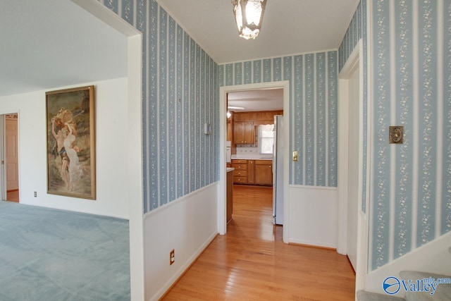 corridor featuring light hardwood / wood-style flooring