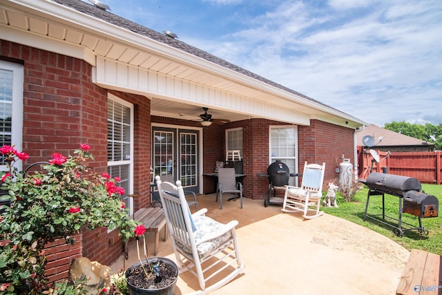 114 Sandi Paige Ln, Huntsville, AL 35811 - view of patio featuring ceiling fan and area for grilling