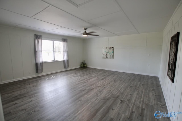 unfurnished room featuring hardwood / wood-style floors and ceiling fan