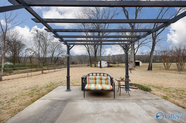 view of patio featuring a pergola