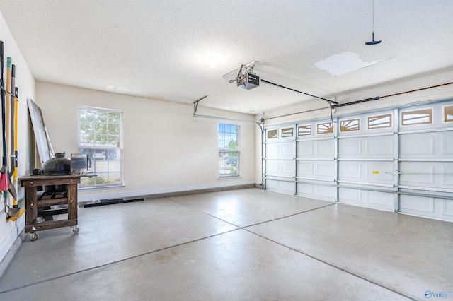 garage with a garage door opener