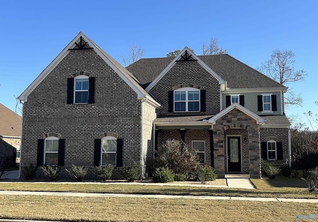 view of front of home featuring a front lawn