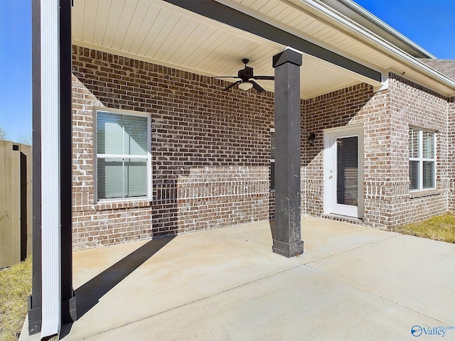 view of patio / terrace featuring ceiling fan