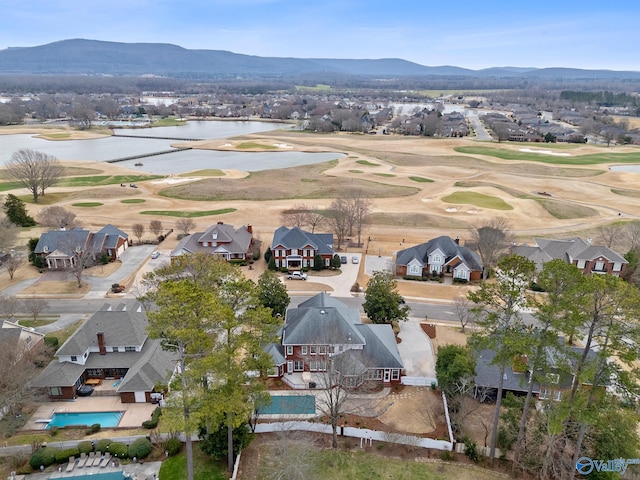 aerial view featuring a residential view and a mountain view