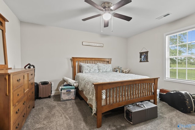 3559 County Road 1570, Baileyton, AL 35019 - carpeted bedroom featuring visible vents, baseboards, and a ceiling fan