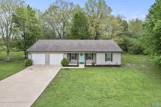 3559 County Road 1570, Baileyton, AL 35019 - ranch-style home with a shingled roof, a garage, a front yard, and driveway