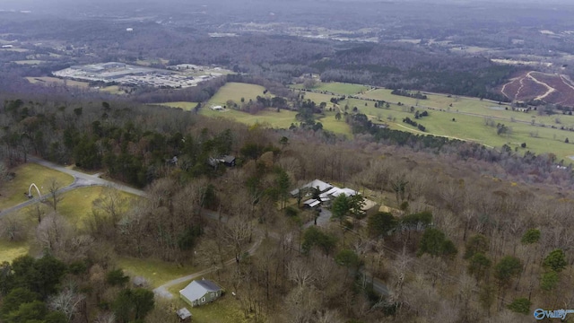 aerial view featuring a rural view