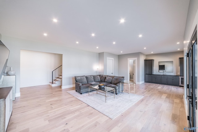 living room featuring light hardwood / wood-style floors