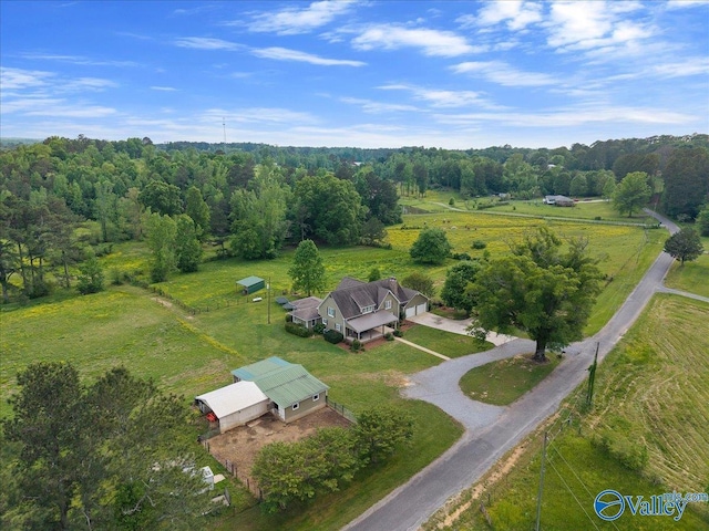 bird's eye view with a rural view