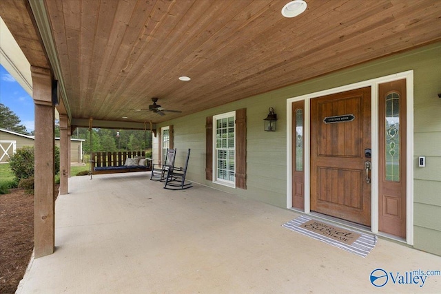 view of patio / terrace with covered porch and ceiling fan