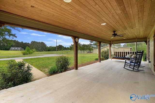 view of patio / terrace featuring ceiling fan